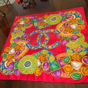 Chanel Silk Scarf…Vintage … Perfect condition… Rolled edge hand-sewn..frame it!!